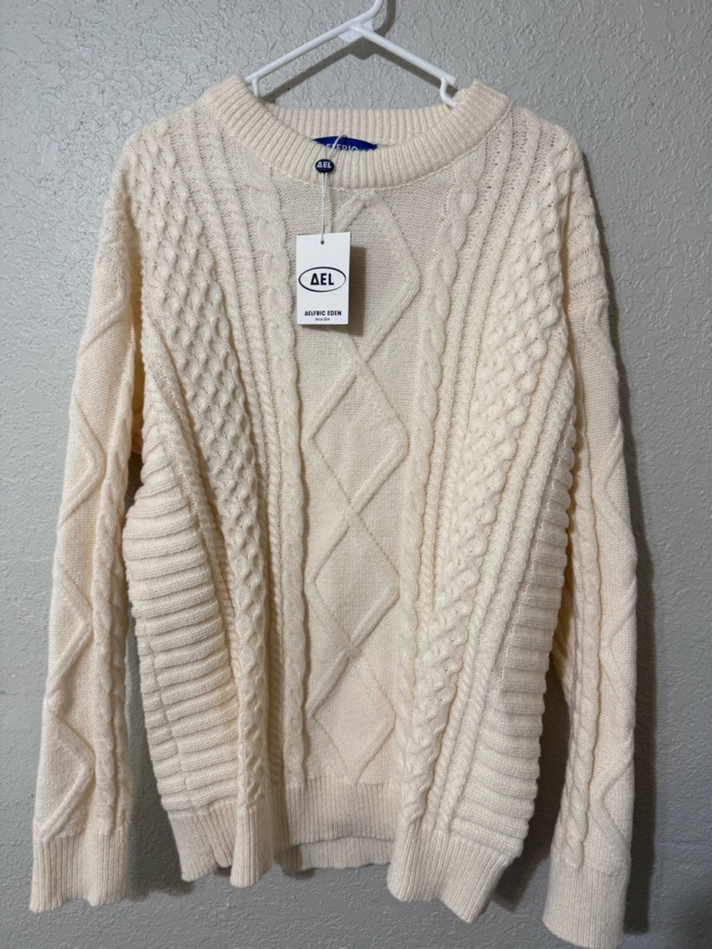 Aelfric Eden Cream Ribbed Knit Sweater XL New with Tags